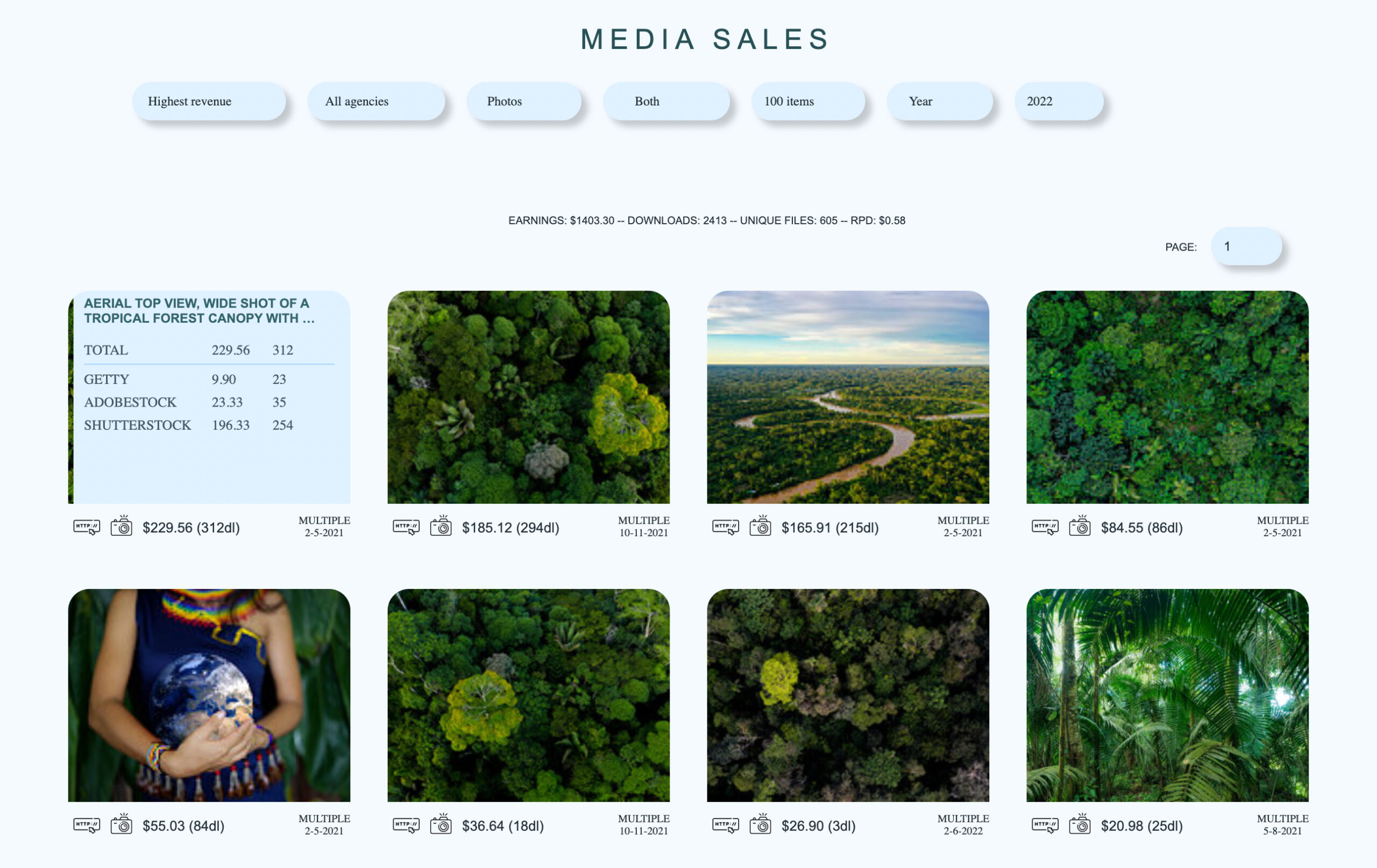 Preview of feature displaying image sales